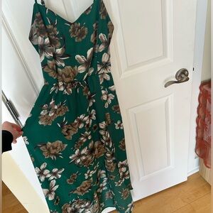 Purple Snow Green Floral Romper Dress